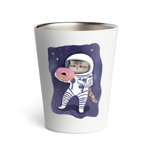 宇宙でドーナツを食べる猫 Thermo Tumbler