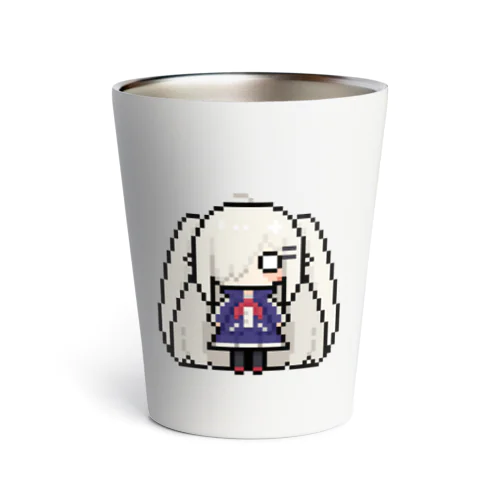 ドット絵の白髪ロング美少女 Thermo Tumbler