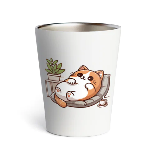 かわいい猫のヘソ天まる Thermo Tumbler