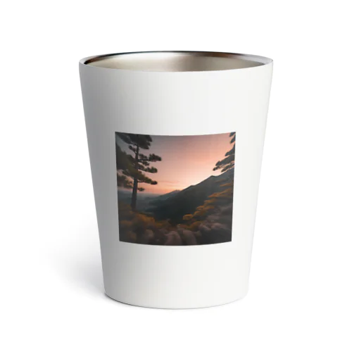 夕陽が山々にそそぐ美しい光 Thermo Tumbler