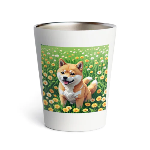 お花畑と柴犬 Thermo Tumbler