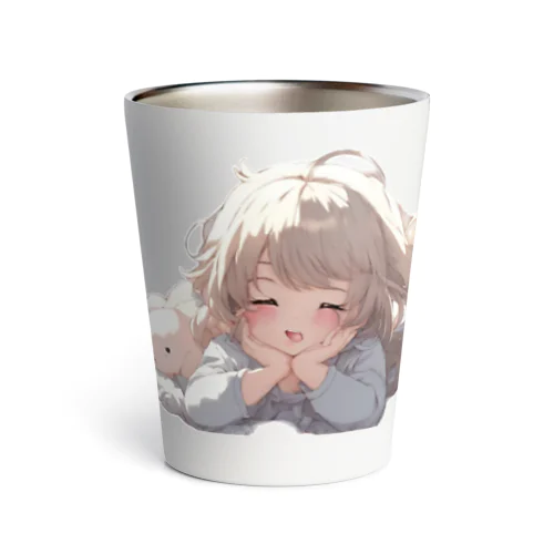 眠れない夜の可愛い少女 Thermo Tumbler