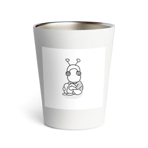 三角座りのピュアなモノクロむしくん Thermo Tumbler