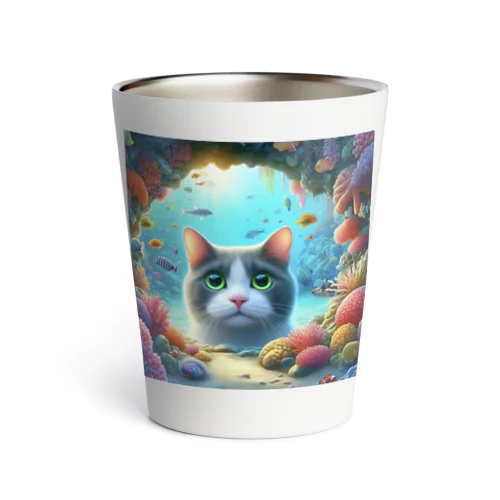 珊瑚に癒される猫 Thermo Tumbler