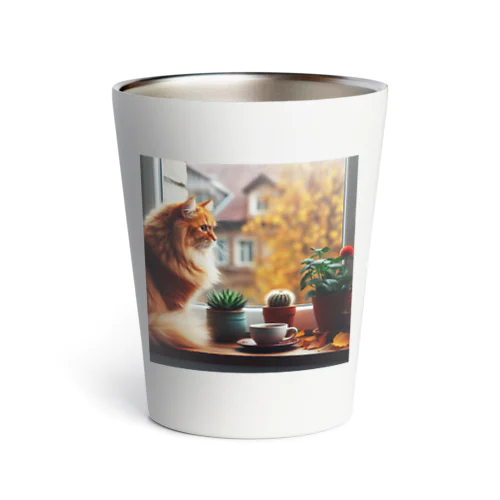 景色を眺める猫 Thermo Tumbler