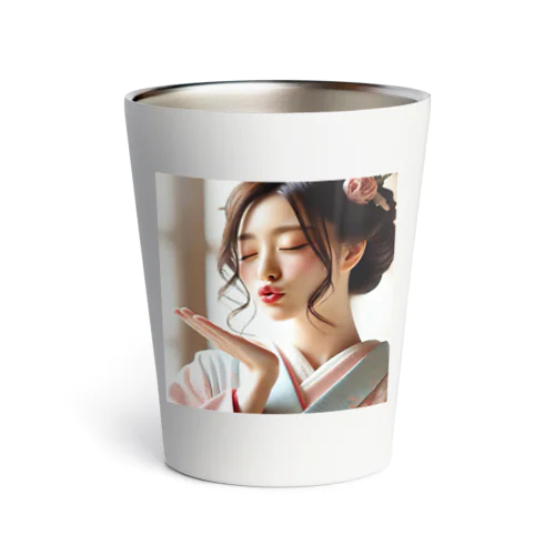 優美な伝統美：キス顔の和装美人 Thermo Tumbler