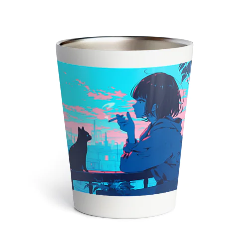 黒猫と少女 Thermo Tumbler