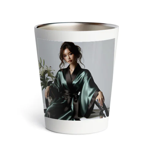 着物にブーツに美女 Thermo Tumbler