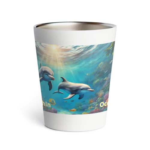 海の妖精　イルカ　絵画アート　カップ　タンブラー Thermo Tumbler