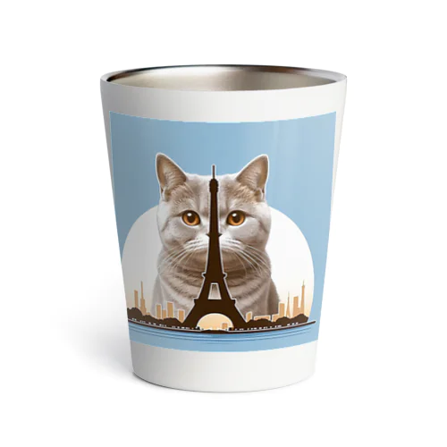 エッフェル塔に隠れた猫 Thermo Tumbler