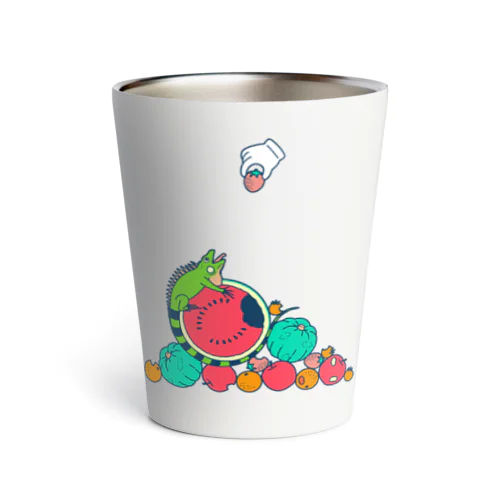 イグアナがアレを邪魔してくる（レトロポップ） Thermo Tumbler