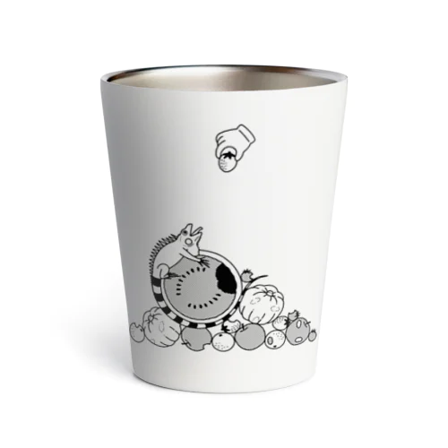 イグアナがアレを邪魔してくる（モノトーン） Thermo Tumbler