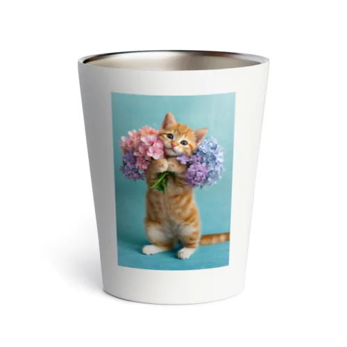 ココと紫陽花(背景あり) Thermo Tumbler