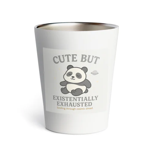 CUTE BUT EXISTENTIALLY EXHAUSTED – ゆるぱん宇宙Tシャツ Thermo Tumbler