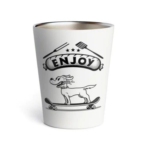 happy dog -ENJOY- (black ink) Thermo Tumbler