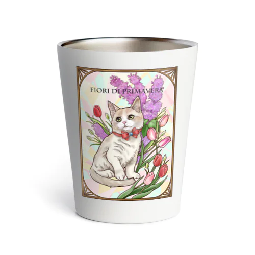 春の花々と猫　Fiori di Primavera Ⅲ Thermo Tumbler