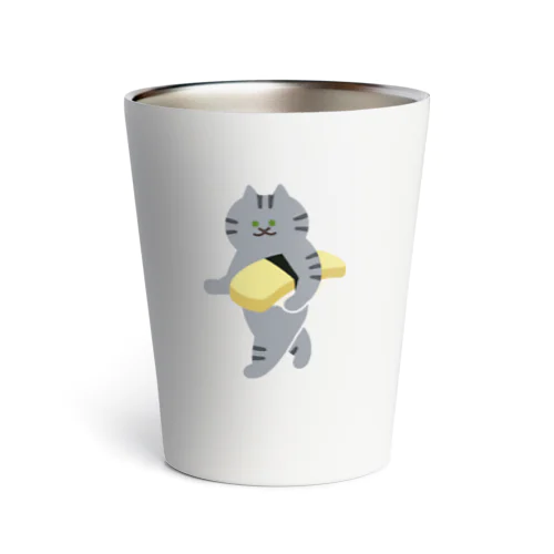 玉子の握り寿司をのんびり運ぶねこ Thermo Tumbler