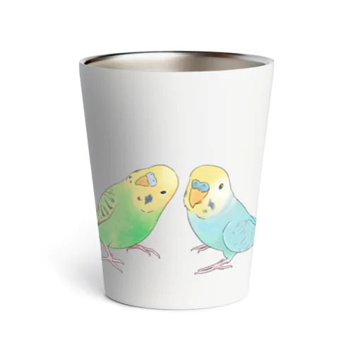 セキセイインコ　ちょこんとせきせいんこーず【まめるりはことり】 Thermo Tumbler