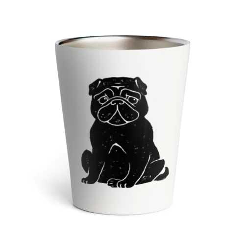 Black pug　シンプルな黒パグ Thermo Tumbler