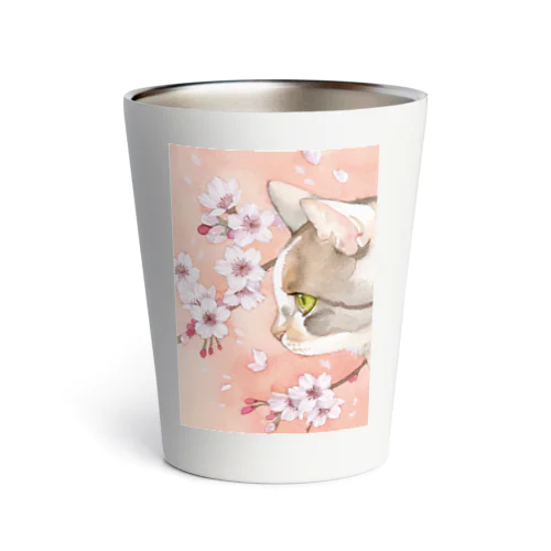 桜と三毛猫 Thermo Tumbler