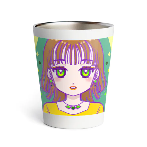 シースルーバングとゆるウェーブな女の子 Thermo Tumbler