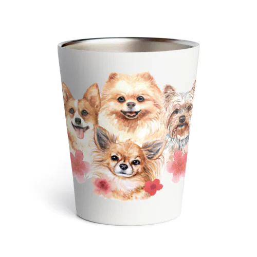 お花の似合う小さい犬たち。 Thermo Tumbler