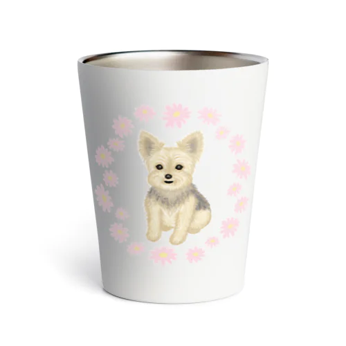 ヨークシャーテリア（淡い）（花・ピンク） Thermo Tumbler