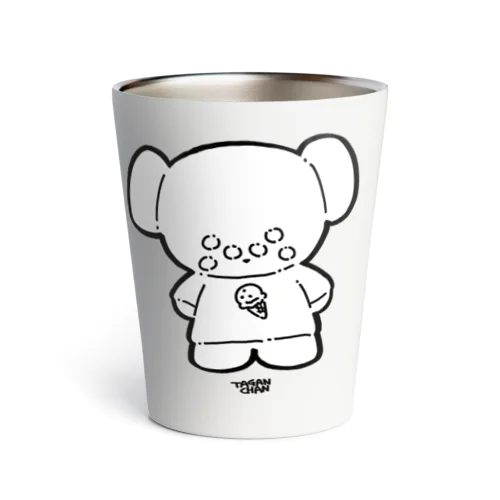 Tシャツを着ている多眼ちゃん(モノクロ) Thermo Tumbler