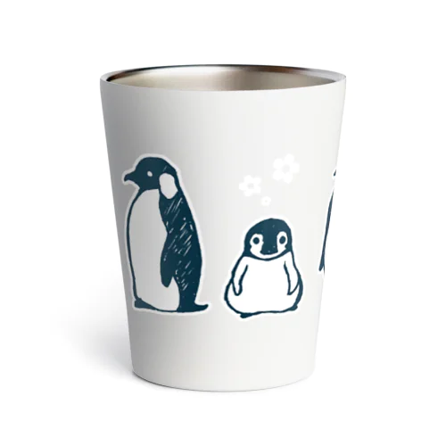 ぺんぎんのおやこ（線画） Thermo Tumbler