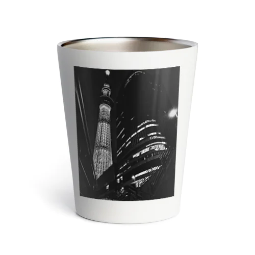 スカイツリー夜景モノクロ Thermo Tumbler