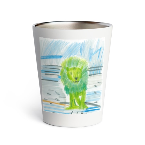 佇んでいるライオンと背景 Thermo Tumbler