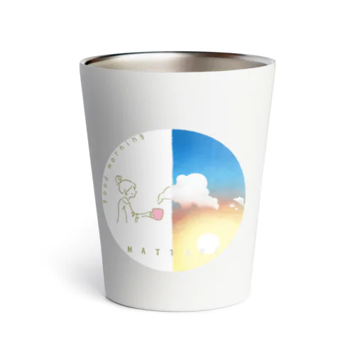 おはようタンブラー　背景・白 Thermo Tumbler