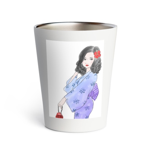 ハイビスカスと浴衣 Thermo Tumbler