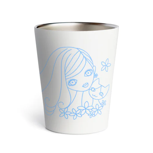 猫と女の子 9 水色  Thermo Tumbler