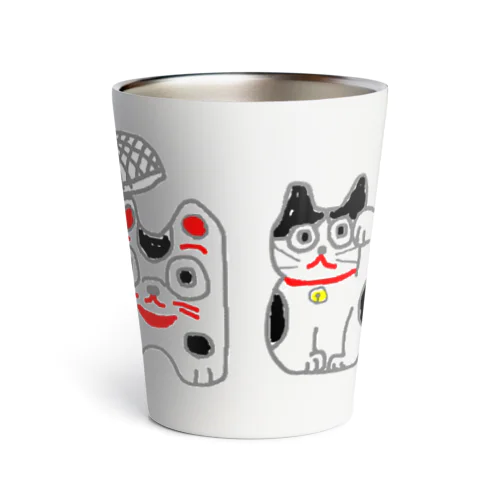 籠犬と招き猫 Thermo Tumbler