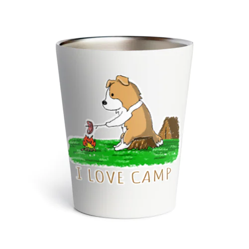 I Love Camp （ボーダーコリー　レッド） Thermo Tumbler