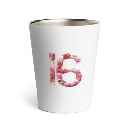 フラワー数字シリーズ「16」 Thermo Tumbler