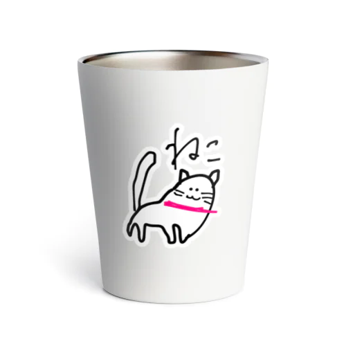 左肩でアタックする猫 Thermo Tumbler