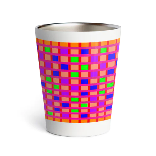 格子ピンク横 Thermo Tumbler