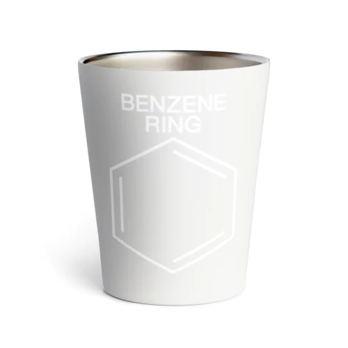 BENZENE RING-ベンゼン環の構造式-白ロゴ サーモタンブラー