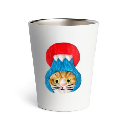 かぶる猫[富士山(初日の出)ver.](茶白猫) Thermo Tumbler