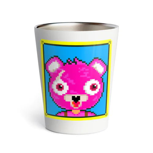 ピンクのくまちゃんドット絵 Thermo Tumbler