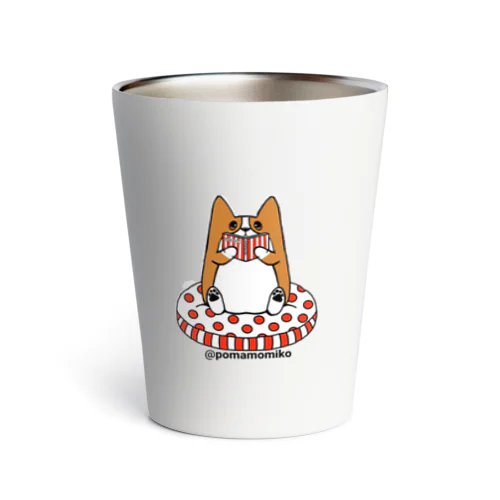 pomamomiko コーギー　Tシャツ WelshCorg Corgi 読書 Thermo Tumbler