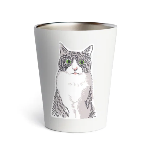 白黒はちわれのねこ Thermo Tumbler