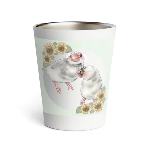 【No.1】I LOVE JAVA SPARROW（ごま塩柄） Thermo Tumbler