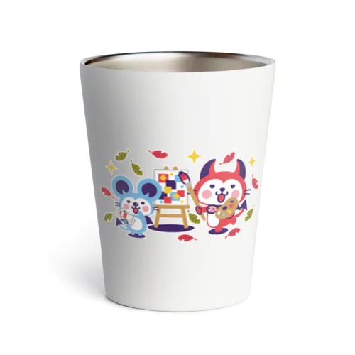 デビねこくんとデビねずちゃん タンブラー 芸術の秋 Thermo Tumbler