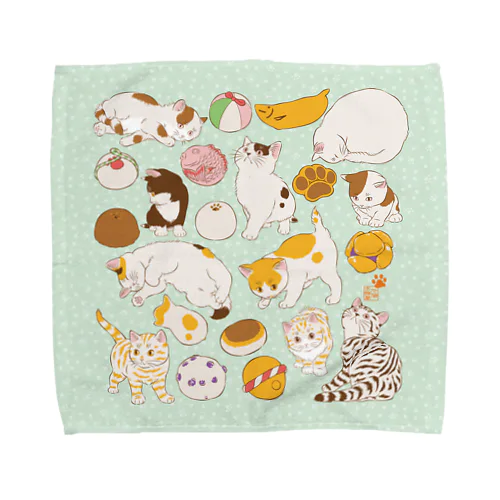 こねこと和菓子尽くし Towel Handkerchief