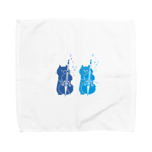 ネコの音楽隊　コントラバスネコ　Duo Towel Handkerchief