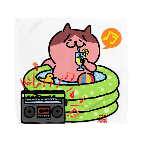 ビニールプールでまったり猫さん。 Towel Handkerchief