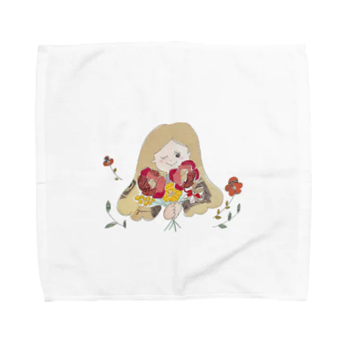 花束を持つ女の子 Towel Handkerchief